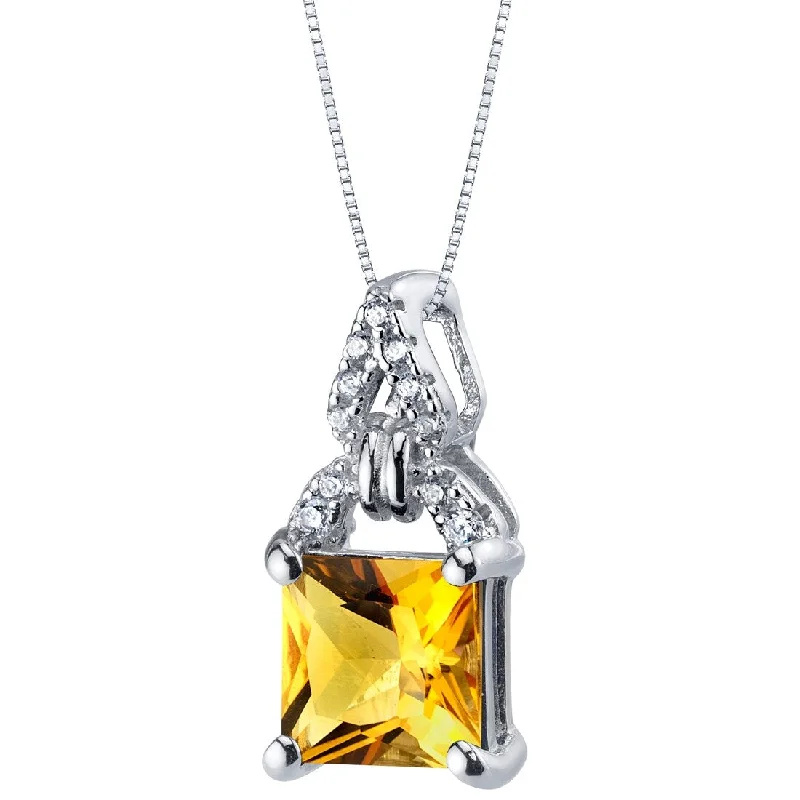 crystal star pendant necklace silver -1.5 ct Citrine Pendant in Sterling Silver