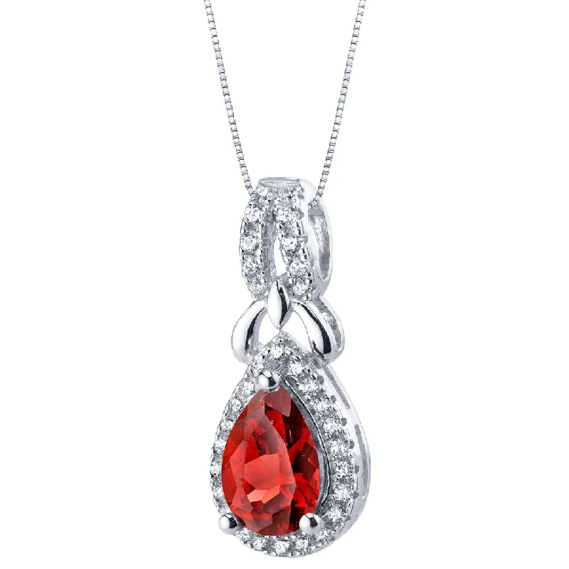 women’s gold pendant necklace -1.5 ct Garnet Pendant in Sterling Silver