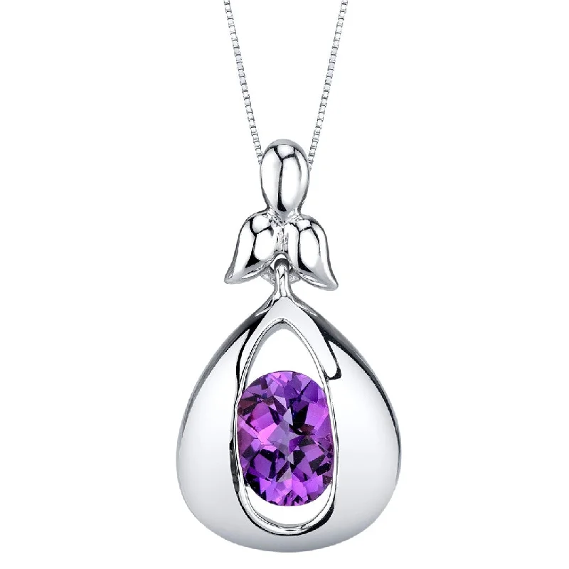 elegant bar pendant necklace gold -1 ct Amethyst Pendant in Sterling Silver