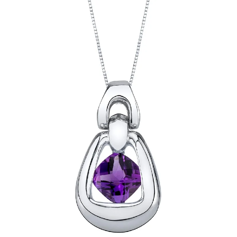 moon pendant necklace with crystal -1 ct Amethyst Pendant in Sterling Silver