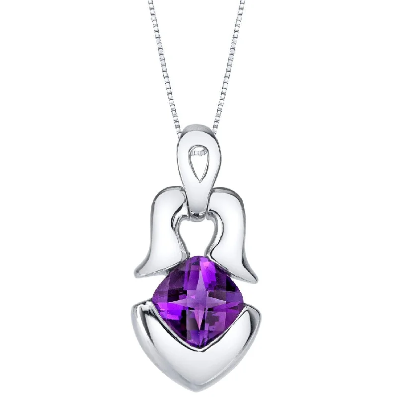 sterling silver pendant necklace -1 ct Amethyst Pendant in Sterling Silver