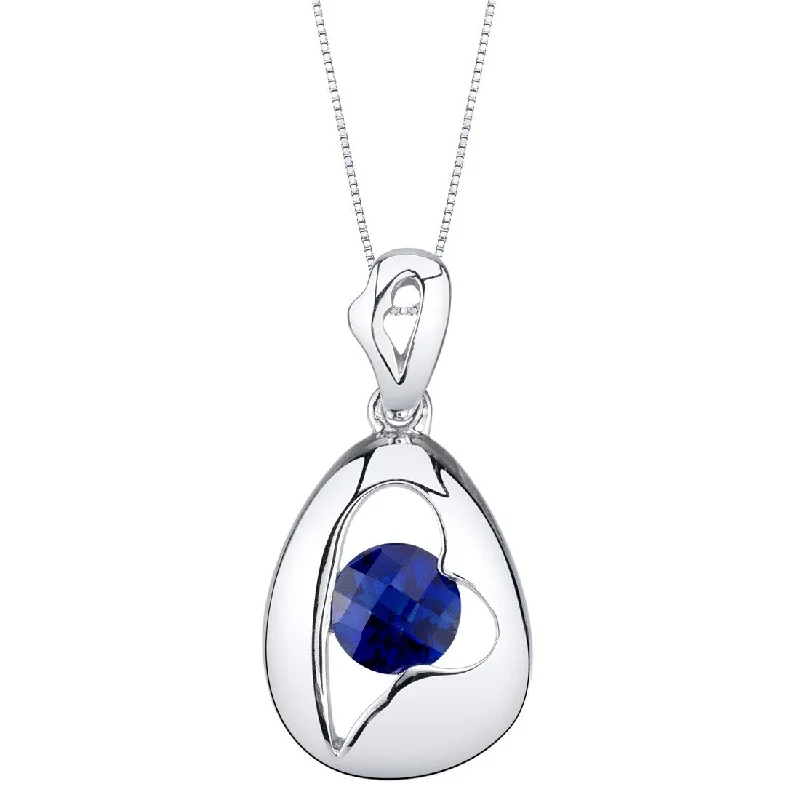 elegant gold bar pendant necklace -1 ct Blue Sapphire Pendant in Sterling Silver