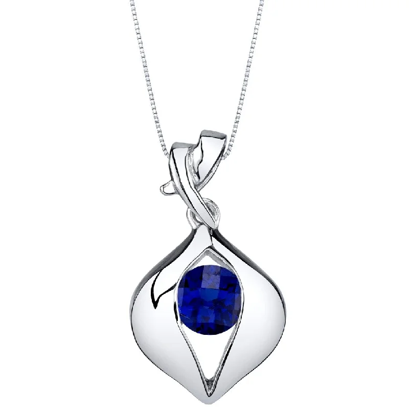 gemstone and gold pendant necklace -1 ct Blue Sapphire Pendant in Sterling Silver