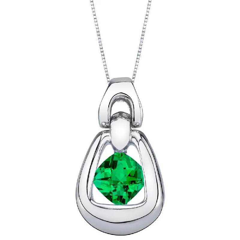 silver pendant necklace for brides -1 ct Emerald Pendant in Sterling Silver