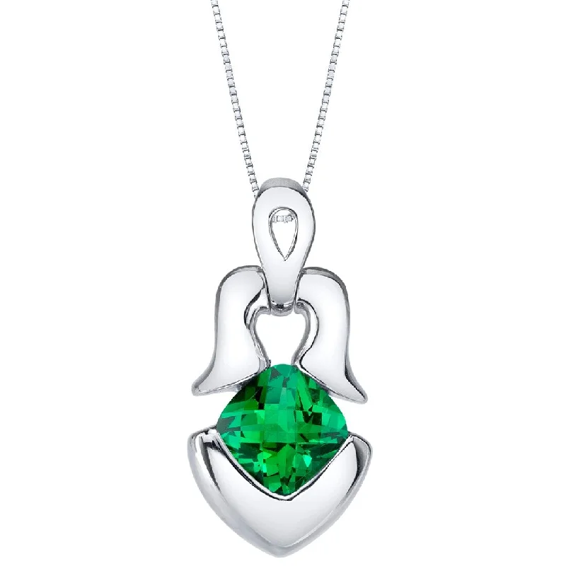 crystal pendant necklace with gemstone -1 ct Emerald Pendant in Sterling Silver