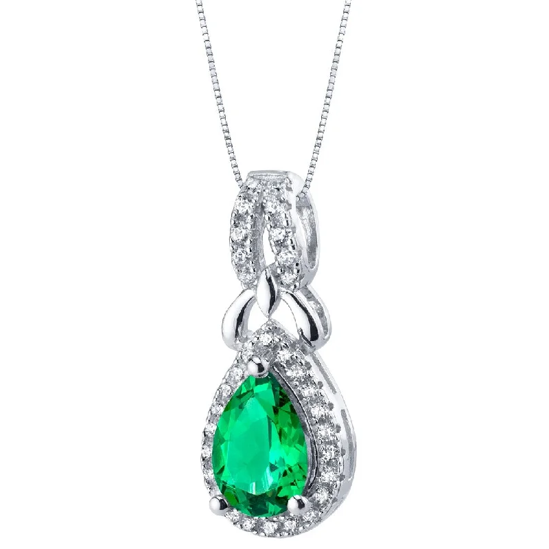 women’s custom bar pendant necklace -1 ct Emerald Pendant in Sterling Silver