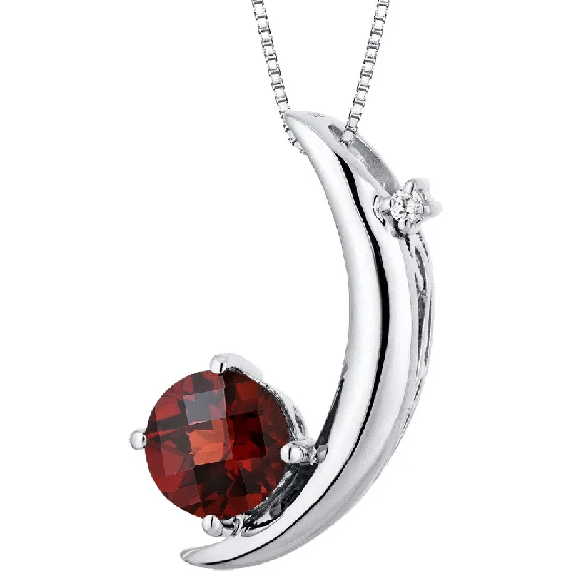 celestial pendant necklace gold -1 ct Garnet and Diamond Pendant in Sterling Silver