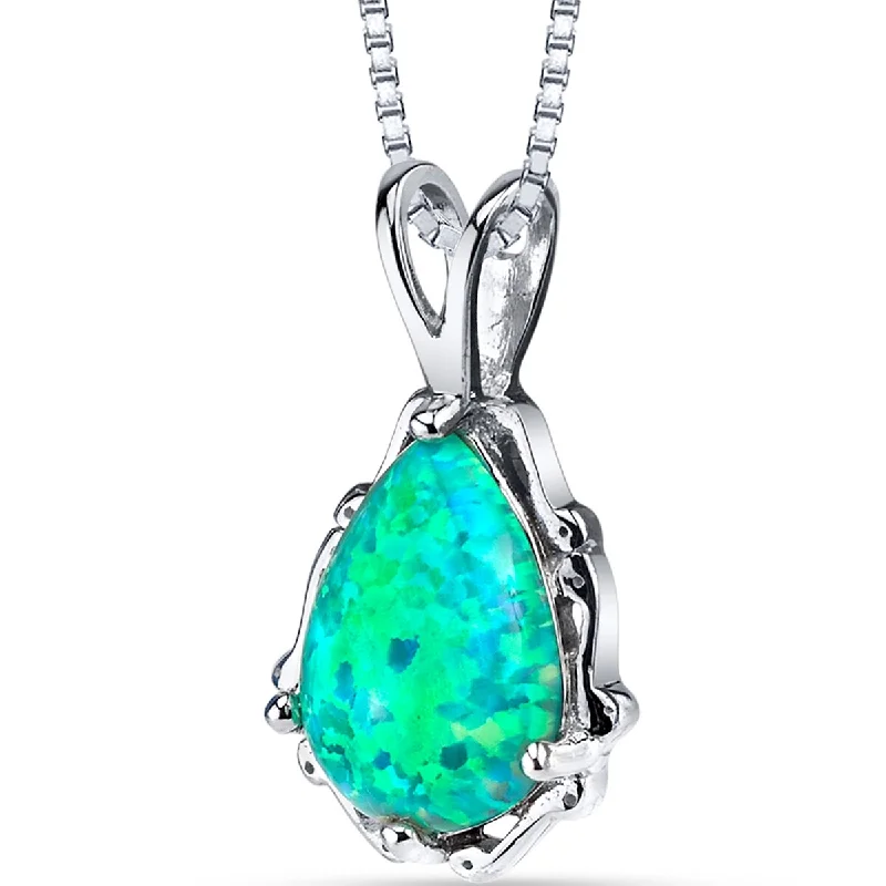 moon pendant necklace with crystal -1 ct Green Opal Pendant in Sterling Silver