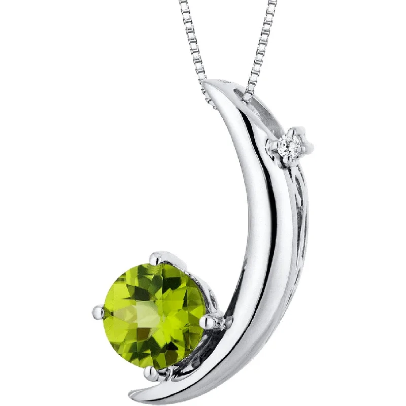 personalized family pendant necklace -1 ct Peridot and Diamond Pendant in Sterling Silver