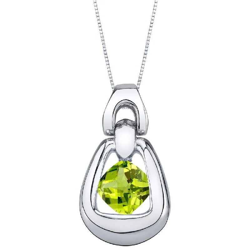 geometric crystal pendant necklace -1 ct Peridot Pendant in Sterling Silver