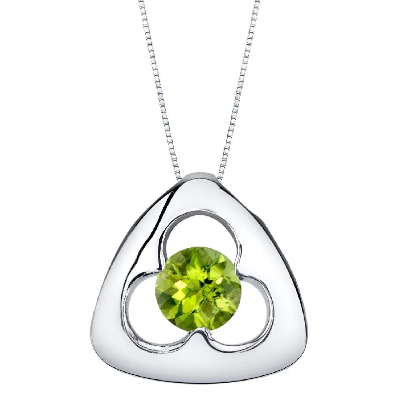 personalized crystal bar necklace -1 ct Peridot Pendant in Sterling Silver