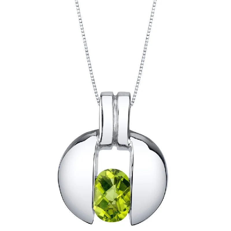 elegant bar pendant necklace gold -1 ct Peridot Pendant in Sterling Silver