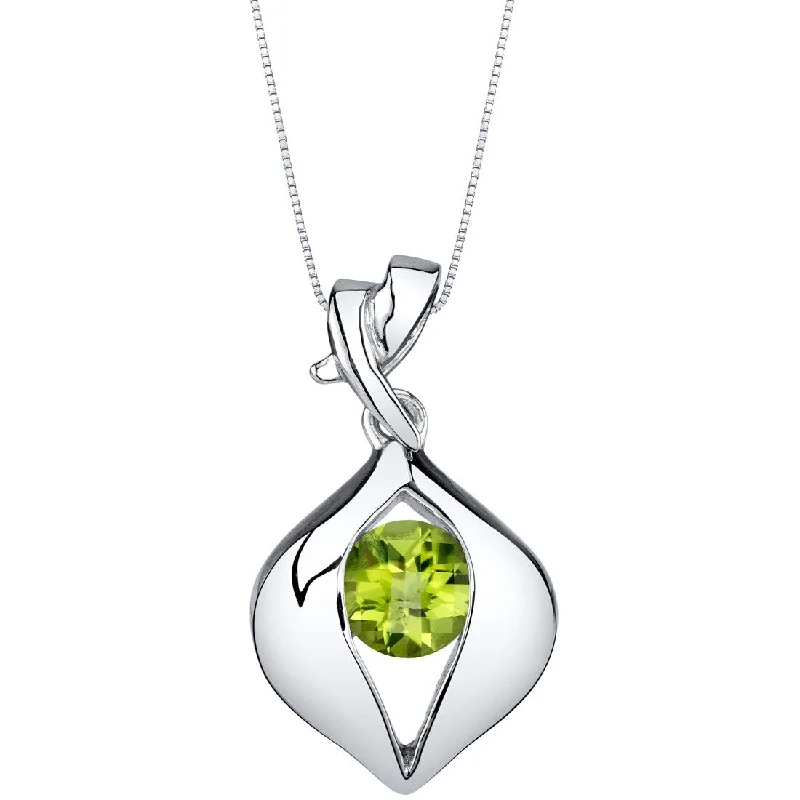 vintage gemstone pendant necklace -1 ct Peridot Pendant in Sterling Silver