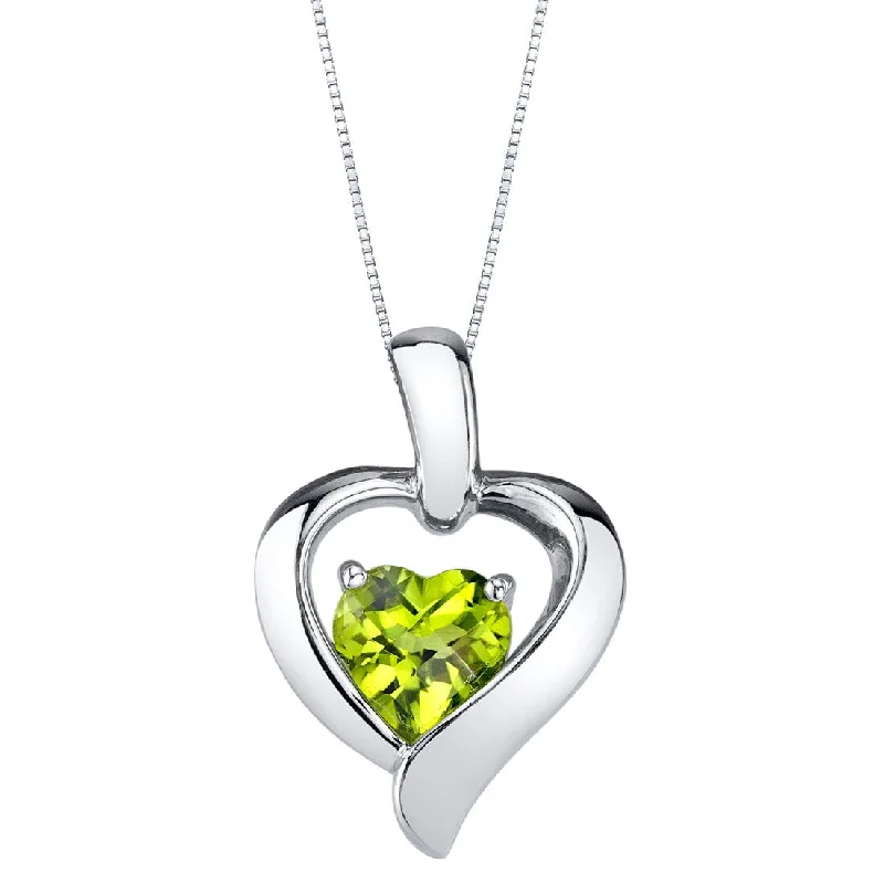 women’s pendant necklace with charm -1 ct Peridot Pendant in Sterling Silver