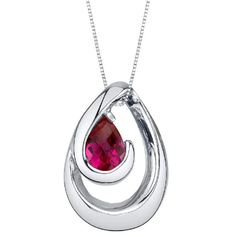 celestial pendant necklace with moon -1 ct Ruby Pendant in Sterling Silver