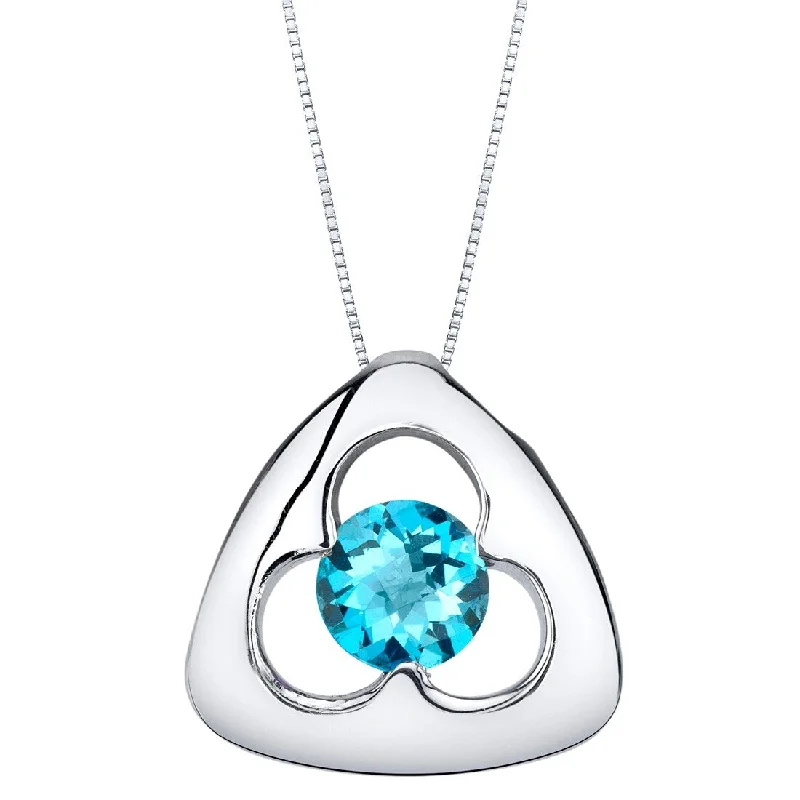 dainty silver bar pendant necklace -1 ct Swiss Blue Topaz Pendant in Sterling Silver