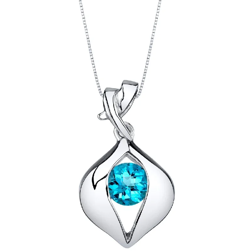 gold pendant necklace with initials -1 ct Swiss Blue Topaz Pendant in Sterling Silver