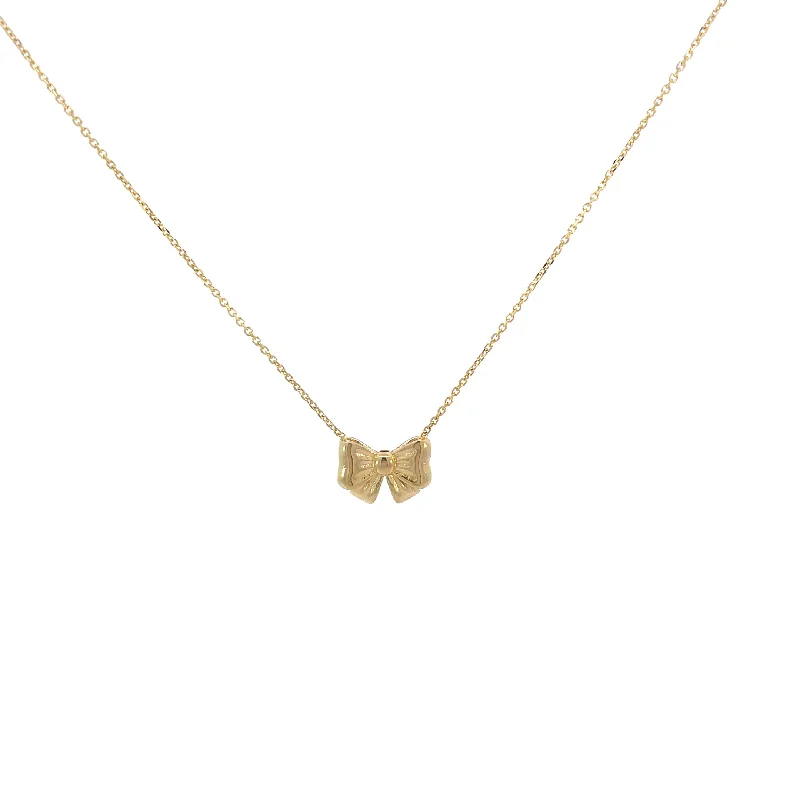 gold love pendant necklace -14 Karat Yellow Gold Bow Necklace