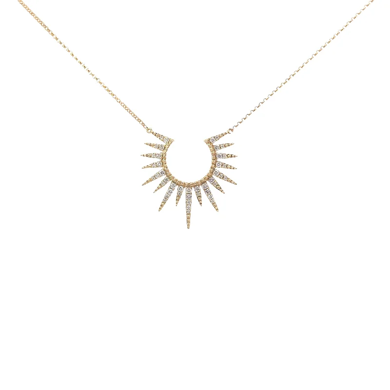 custom infinity necklace pendant -14 Karat Yellow Gold Diamond Sunburst Necklace