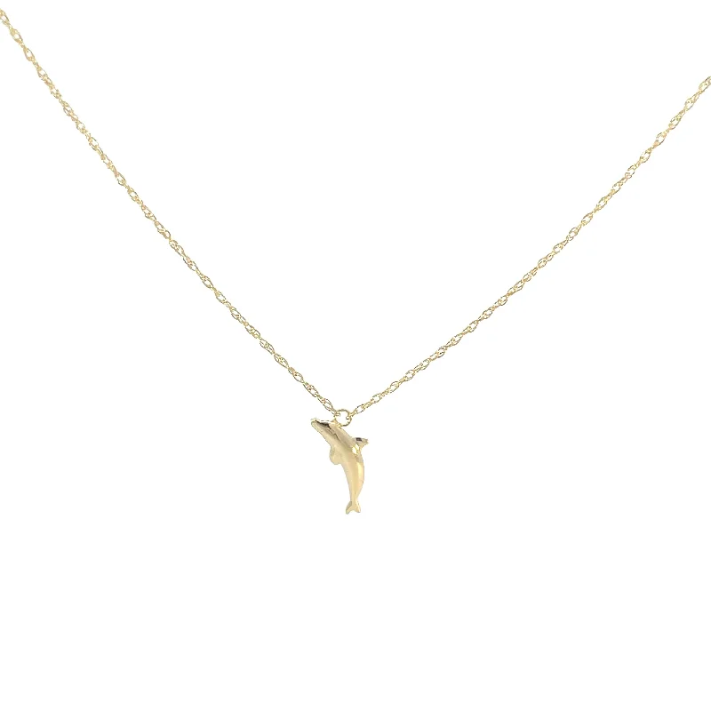 vintage pendant necklace with gemstone -14 Karat Yellow Gold Dolphin Necklace