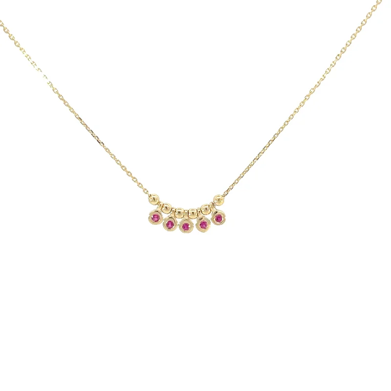 personalized nameplate pendant necklace -14 Karat Yellow Gold Ruby Dangle Necklace