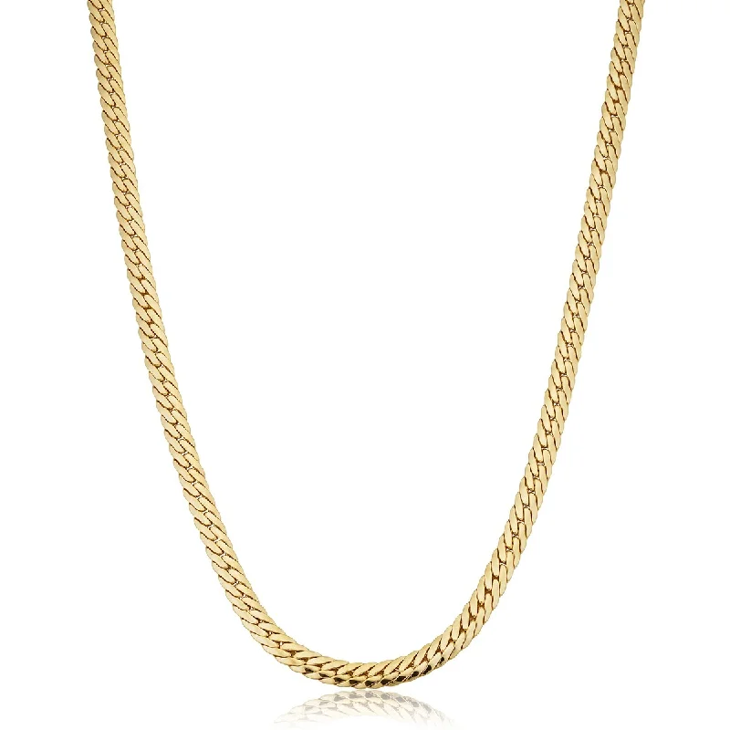 silver initial pendant necklace -14k Yellow Gold Filled 4.75 mm Bombay Curb Necklace for Men and Women