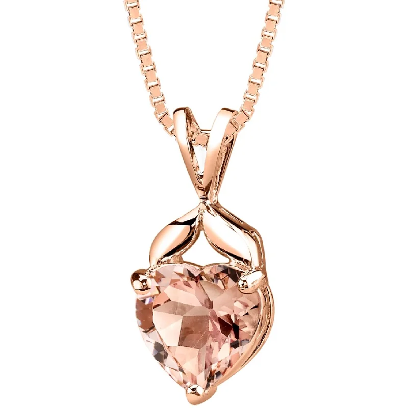 simple personalized necklace pendant -2.25 ct Morganite Pendant in Rose-tone Sterling Silver