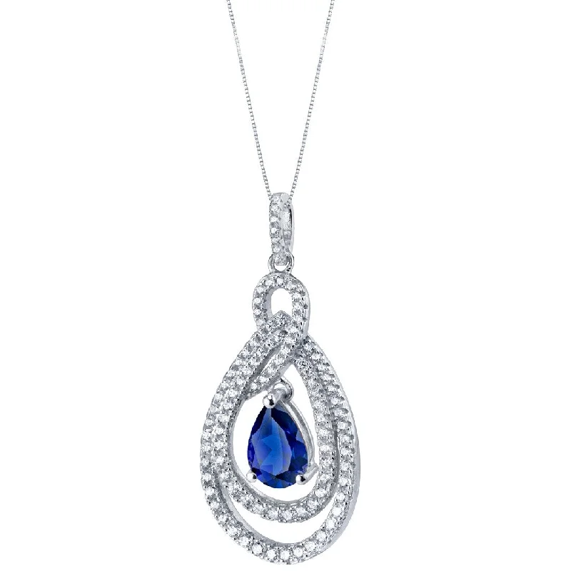 layered pendant necklace gold -2.5 ct Blue Sapphire Pendant in Sterling Silver