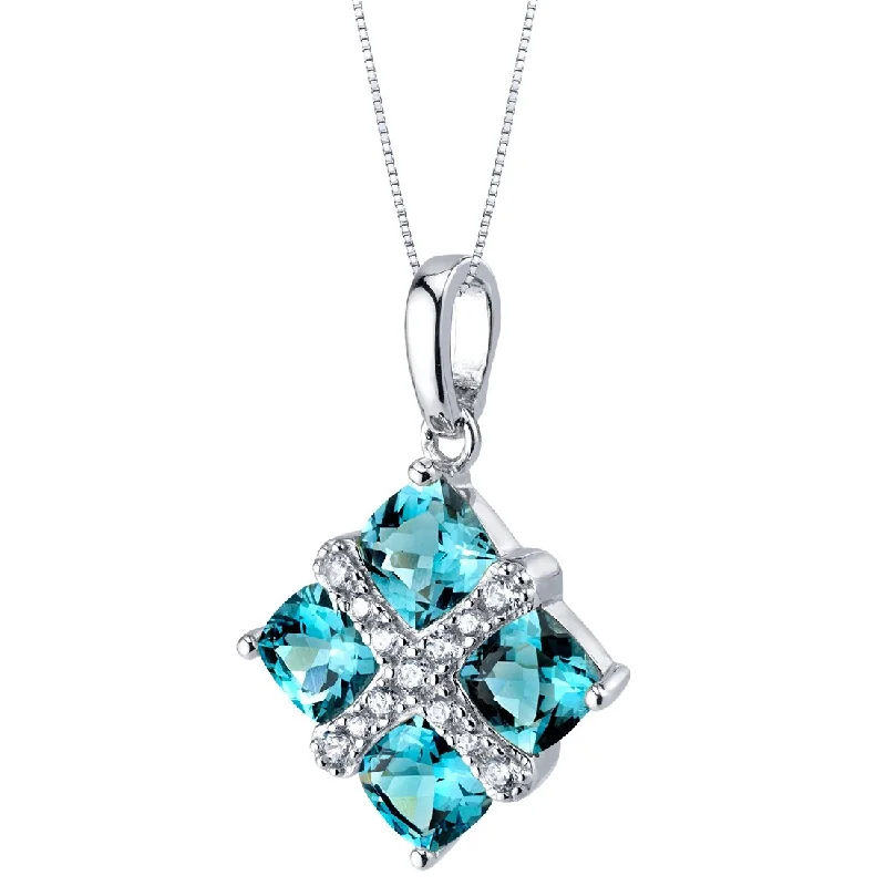 trendy pendant necklace for women -2.5 ct London Blue Topaz Pendant in Sterling Silver