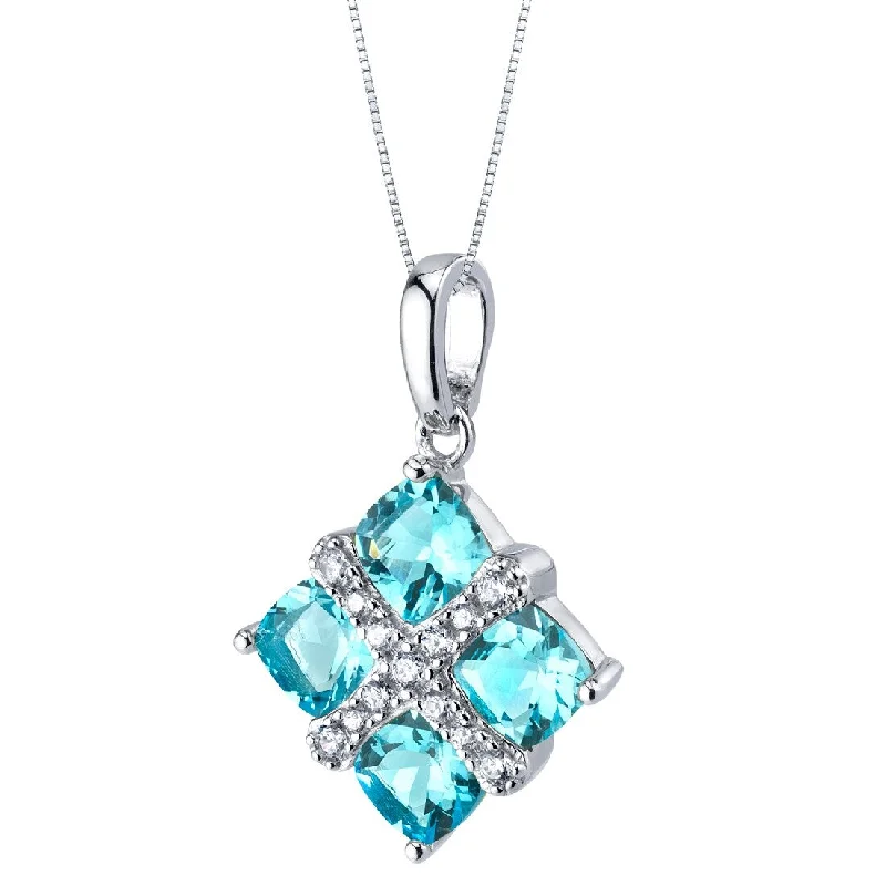 crystal and pearl pendant necklace -2.5 ct Swiss Blue Topaz Pendant in Sterling Silver