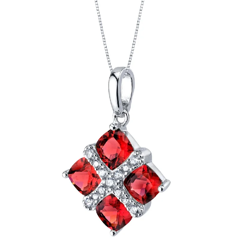 boho bar pendant necklace -2.75 ct Garnet Pendant in Sterling Silver