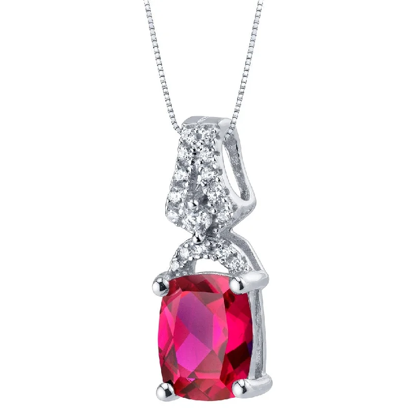 silver gemstone pendant necklace -2.75 ct Ruby Pendant in Sterling Silver