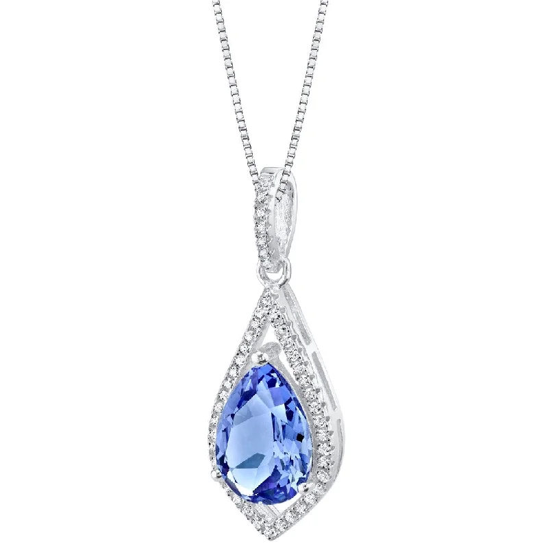 personalized pendant necklace with message -3.5 ct Tanzanite Pendant in Sterling Silver