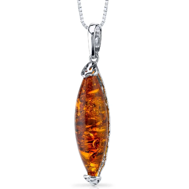 women’s geometric pendant necklace silver -Amber Elongated Pendant in Sterling Silver