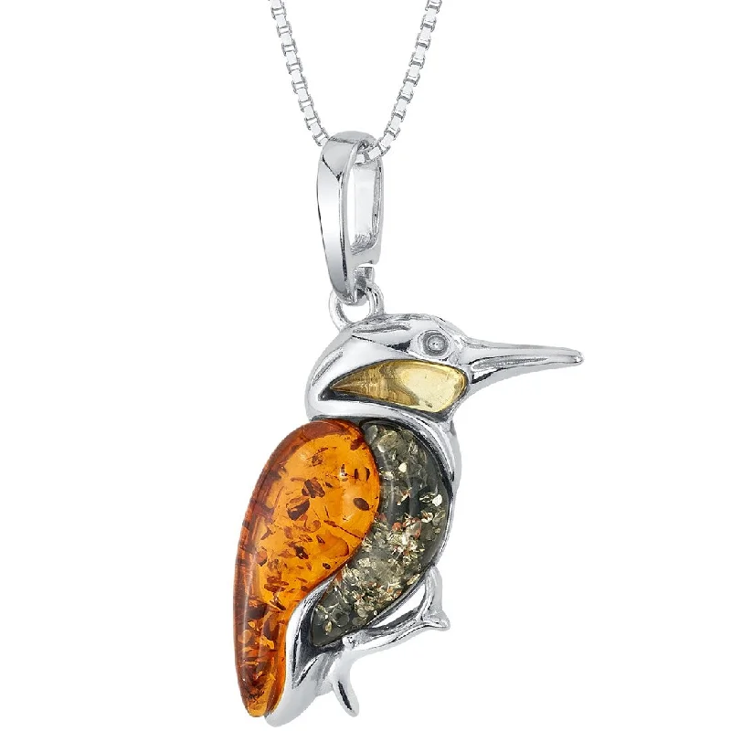 celestial moonstone pendant necklace gold -Amber Hummingbird Pendant in Sterling Silver