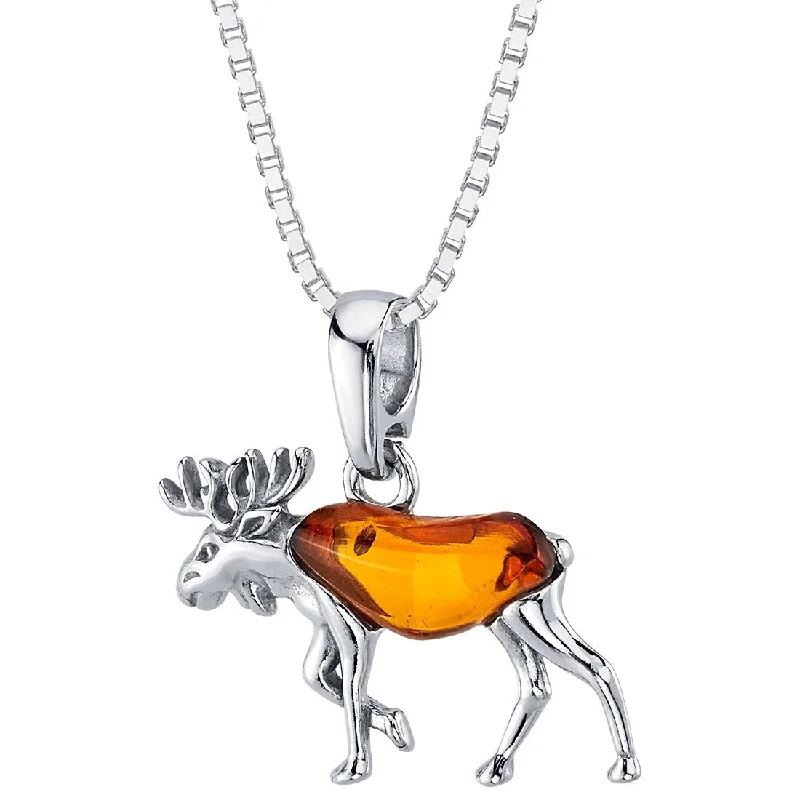 moon and stars pendant necklace gold -Amber Moose Pendant in Sterling Silver