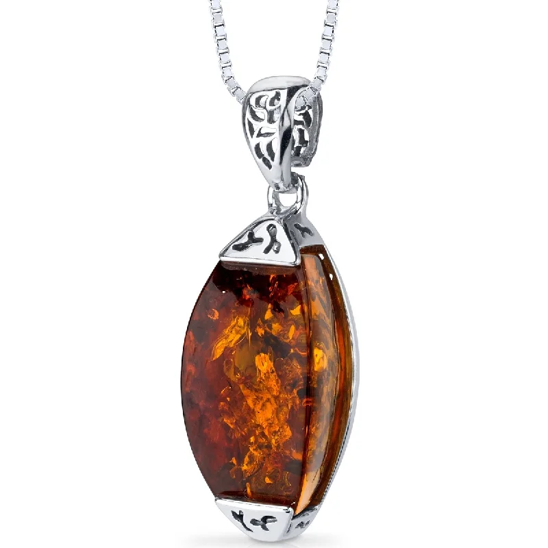 custom pendant necklace for men -Amber Pendant in Sterling Silver