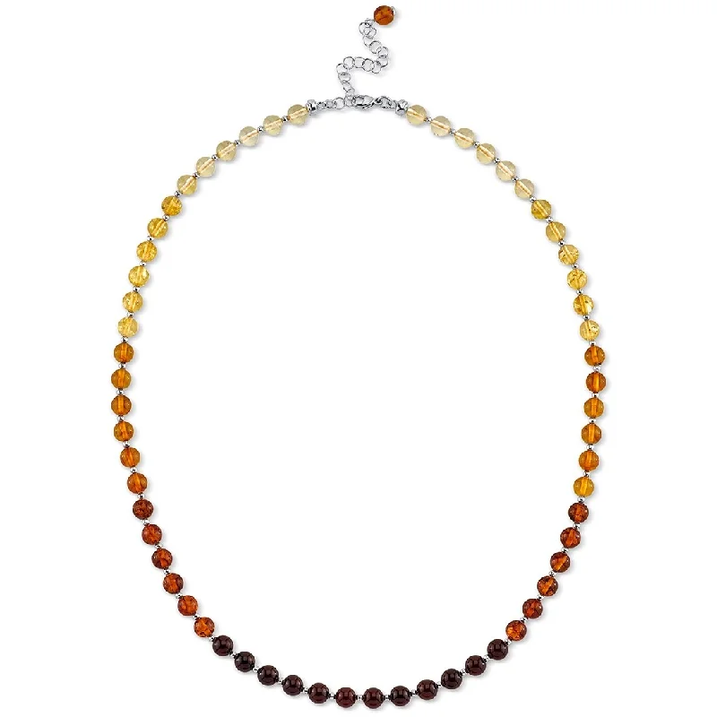 custom gemstone heart necklace -Amber Tennis Necklace with Extender in Sterling Silver