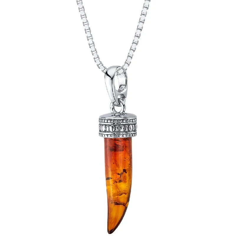 moonstone pendant necklace silver -Amber Tribal Horn Pendant in Sterling Silver