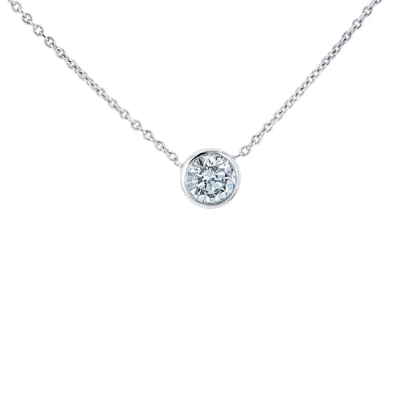 heart crystal pendant necklace -Annello by Kobelli 14k Gold Lab Grown Diamond Solitaire 1/2 Carat Bezel Necklace