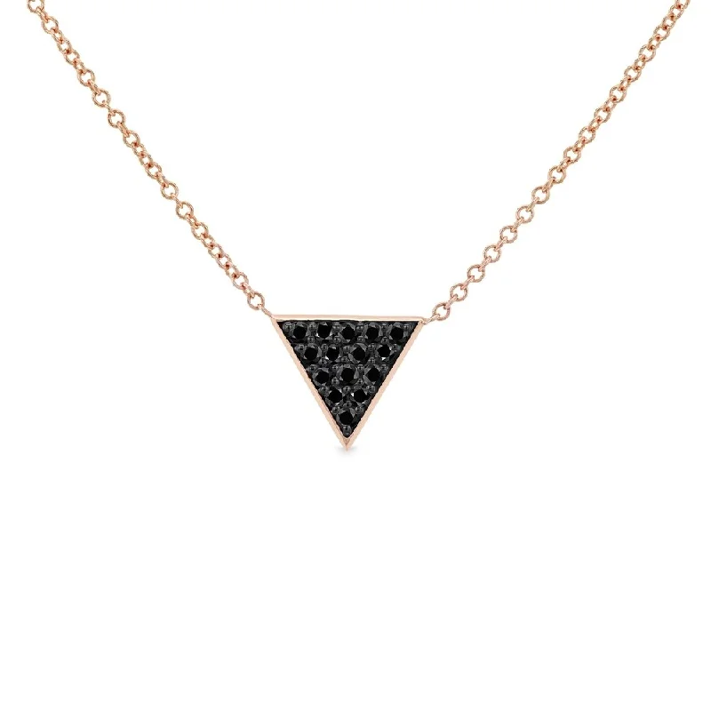 engraved silver pendant for necklace -Annello by Kobelli 14k Rose Gold Triangle Black Diamond Necklace