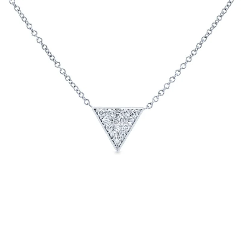 luxury custom pendant necklace -Annello by Kobelli 14k White Gold Triangle Diamond Necklace