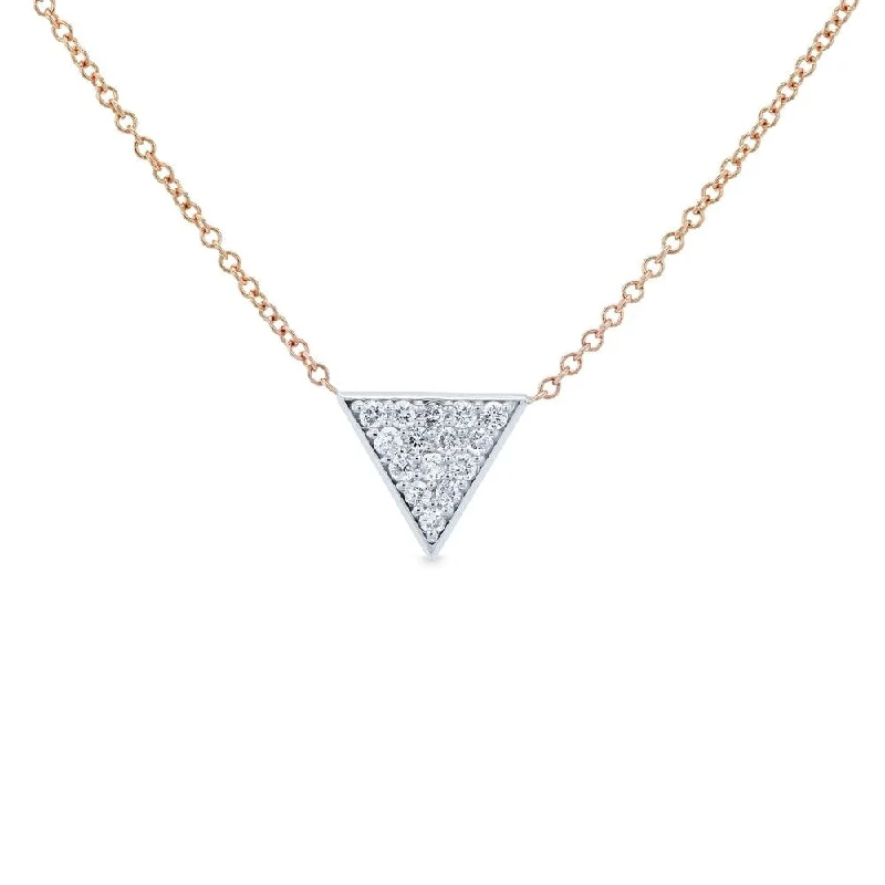 personalized star necklace pendant -Annello by Kobelli 14k White Gold Triangle Diamond Necklace Rose Gold Chain