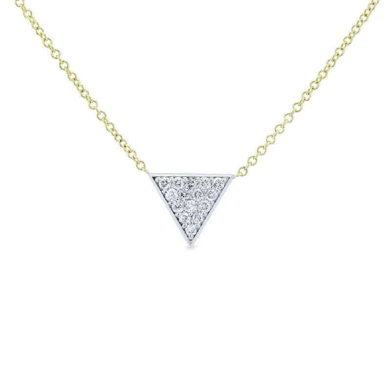 personalized pendant necklace with name -Annello by Kobelli 14k White Gold Triangle Diamond Necklace Yellow Gold Chain