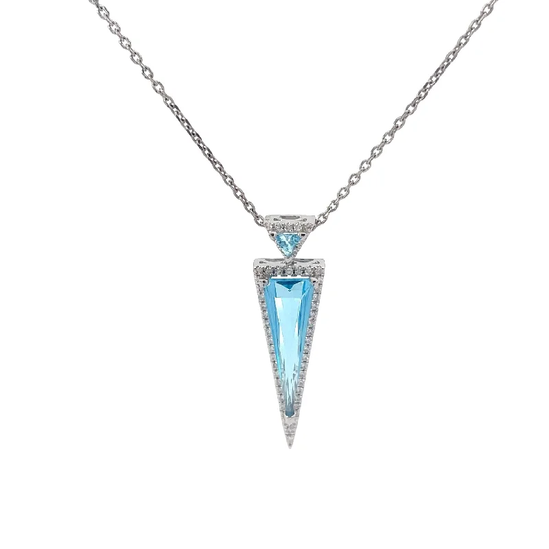 silver crystal pendant necklace -Blue Topazes Necklace