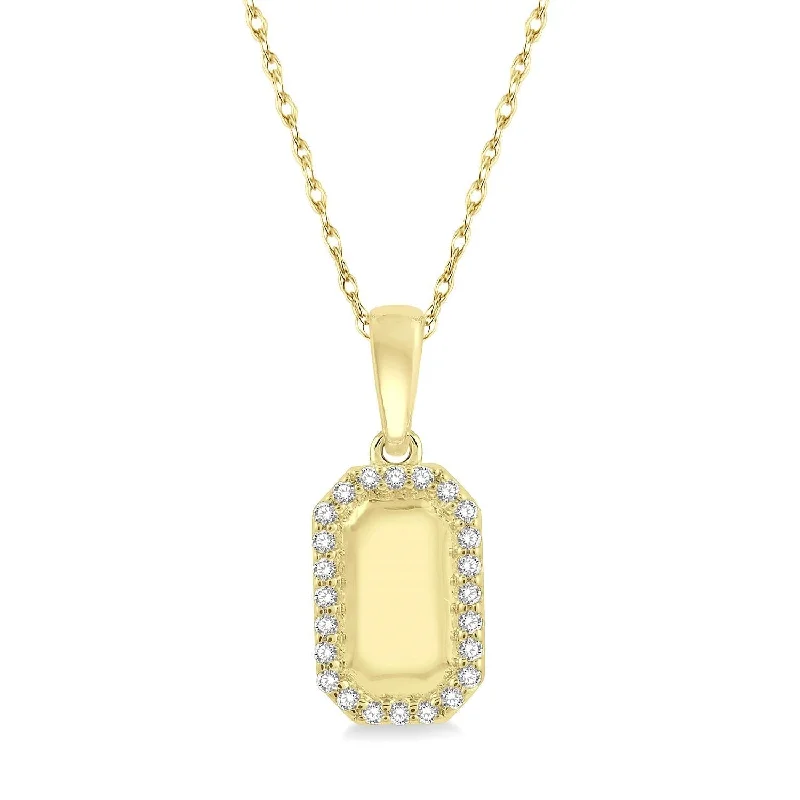 elegant bar pendant necklace gold -Diamond  Dogtag Necklace