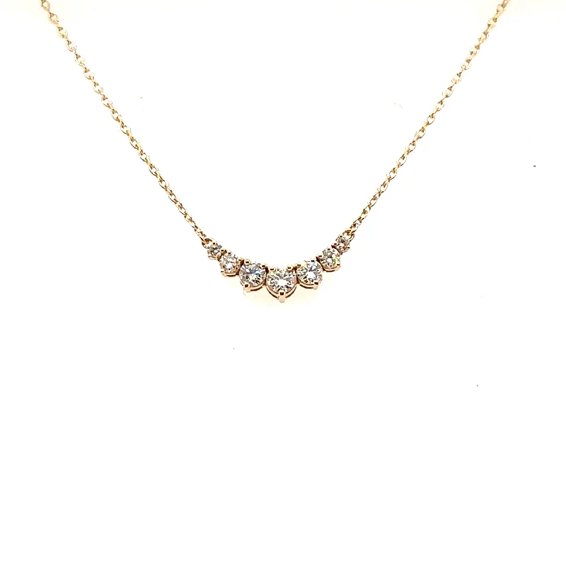 silver teardrop pendant necklace -Diamond Graduated Smile Necklace