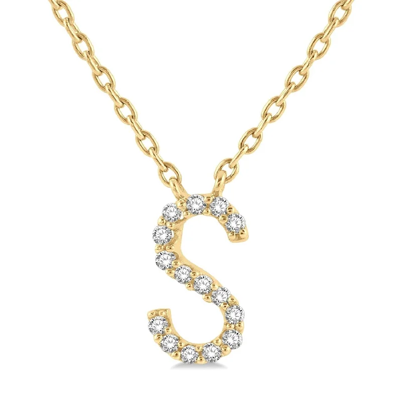 dainty gemstone bar pendant necklace -Diamond Initial "S"  Necklace