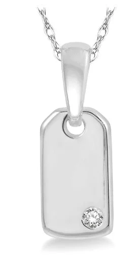 simple bar pendant necklace silver -Diamond Necklace