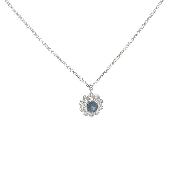 women’s custom pendant necklace silver -Diamond Sapphire Necklace